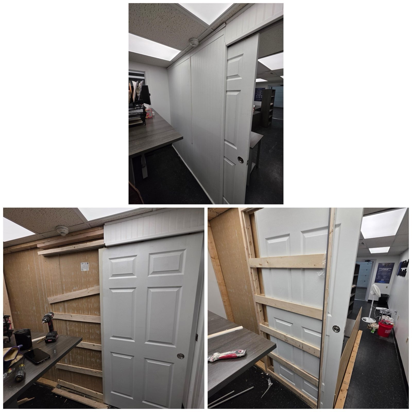 Closet door installation, before and after
